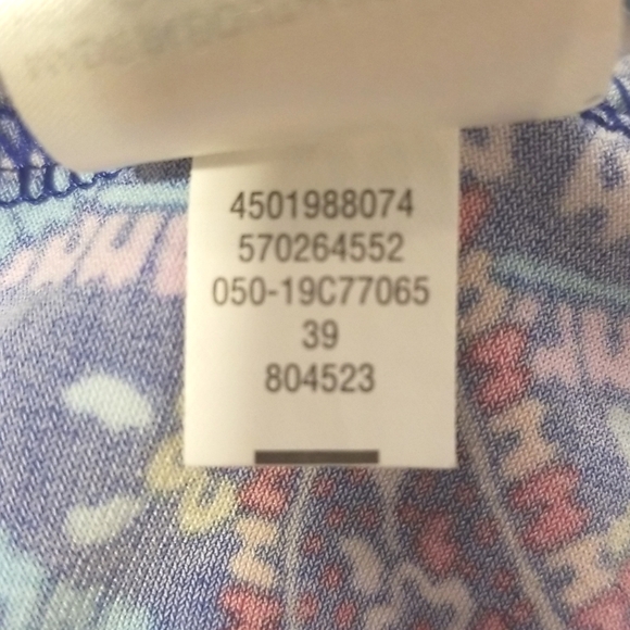 Chico's size 1 or 8/10 blue paisley midi length sharkbite sundress. - Picture 7 of 8